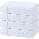 Wealuxe White Bath Towels Set of 4 — 27 x 54 Inch, 100% Ring Spun Cotton 650GSM, Extra Absorbent, Soft White Towels for Bathroom, Shower, Hotel, Spa