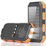Solar Charger Power Bank 38800mAh, 22.5W USB-C Fast Charging Portable Charger with 4 Built-in Cables, External Battery Pack with Dual LED Emergency Flashlights for Camping, Hiking, Outdoor Use