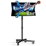 Zontera Rolling TV Stand, Mobile TV Stand for 23-60 Inch LCD LED TVs, Black