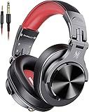 OneOdio A71 Hi-Res Studio Recording Headphones - Wired Over Ear Headphones with SharePort, Monitoring Mixing Foldable Headset with Stereo Sound, 3.5/6.35MM Jack for PC Computer DJ Guitar-Red