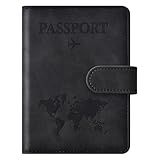 Eoehro Passport Holder for Travel Essentials, Passport Wallet Cover Case for Travel Must Haves Accessories,Passport Book Holders for Women and Men(black)