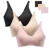 Angelhood Nursing Bras for Breastfeeding, Seamless Wireless Ultra Comfort Push up Lace Nursing Maternity Bralette for Pregnancy, Multicoloured C, Large
