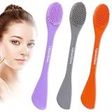 3 Pcs Facial Cleansing Brush,2 in 1 Face Scrubber & Face Mask Brush,Pore Scrubber,for Mud,Clay,DIY Mask,Remove Blackheads,Exfoliating,Makeup Skincare Removal