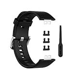INF Silicone Watch Band Compatible with Huawei Watch Fit (TIA-B09/TIA-B19/New/Special Edition B39), Wrist Strap for Women/Men, Adjustable Breathable Sport Replacement Band(Black)