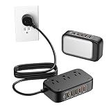 KWRNVO 8-in-1 Travel Power Strip, 3 AC Outlets, 3 USB-C & 2 USB-A, 20W PD