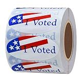 Hybsk I Voted with Red, White, and Blue Stickers Oval 1x2 Inch Round 500 Labels Per Roll (Oval I Voted)