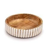 Kimona Fruit Bowls Wood Fruit Bowl or Decorative Bowl for Table Décor for Kitchen Counter or Farmhouse Christmas Centerpiece (10" X 10" X 2.5")
