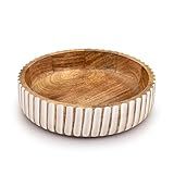 Kimona Fruit Bowls Wood Fruit Bowl or Decorative Bowl for Table Décor for Kitchen Counter or Farmhouse Christmas Centerpiece (10" X 10" X 2.5")