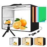 Light Box with Tripod, 12/16/20/24/32 Inch Lightbox with CRI>95 120 White Warm LED Light Beads. Portable Photo Light Box with 6 Colors PVC Backdrops. Dimmable Shooting Tent Kit for Studio Photography