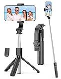 Portable Selfie Stick, 4 in 1 Extendable Phone Tripod Stand with Detachable Wireless Remote & Phone Holder 360° Rotating Mini Travel Tripod Compatible with iPhone 16/15/14/13 Pro/Android/Gopro