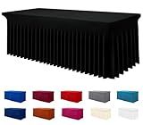 Smiry Spandex Tablecloth, Elastic Fitted Stretch Tablecloth for 6FT Rectangle Tables, Waterproof Washable Table Cover Skirt for Outdoor, Wedding, Banquet & Parties (Black, 72Lx30Wx30H Inch)