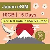 Japan Data ONLY eSIM Card 15 Days | 10GB of 5G/4G LTE High-Speed Internet Data | Travel eSIM Card | Dual Local Japan Carriers, Softbank AMD KDDI |prepaid eSIM Card
