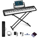 88 Key Piano Keyboard, Electric Digital Piano with Semi Weighted Keys, Keyboard Piano with Sustain Pedal, Power Supply, Stand, Carrying Case, Headphones, USB-MIDI Compatibility, for Beginner Adults