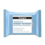 Neutrogena Fragrance-Free Makeup Remover Wipes, Daily Ultra-Soft Micellar Cleansing Wipes Gently Remove Oil & Waterproof Makeup, Hypoallergenic, Made with Plant-Based Cloth, 25 ct