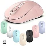 TvvTvvT Wireless Mouse, 2026 New Model, Silent Click Ergonomic Design, Portable, 4 Buttons, Adjustable DPI (800/1200/1600), for Laptop/PC/Office (Pink)