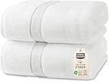 Utopia Towels Luxurious Jumbo Bath Sheet 2 Piece, 600 GSM, 35 by 70 Inches, 100% Ring Spun Cotton, Highly Absorbent and Quick Dry Extra Large Bath Towel, Super Soft Towel, White