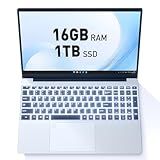 Auusda Business Laptop Computer for Work, Notebook PC for College Students, 15.6" FHD Display, 4-Core Processor, Backlit Keyboard, Fingerprint Sensor, Up to 10TB Storage, 16GB RAM, 1TB SSD, Silver