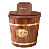Nostalgia Electric Ice Cream Maker - Old Fashioned Soft Serve Ice Cream Machine Makes Frozen Yogurt or Gelato in Minutes - Fun Kitchen Appliance - Vintage Wooden Style - Dark Wood - 4 Quart