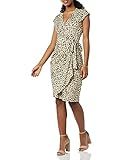 Amazon Essentials Women's Classic Cap Sleeve Wrap Dress (Available in Plus Size), Tan Animal Print, Large