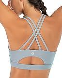 RUNNING GIRL Sports Bras for Women,Strappy Back Workout Bras Padded Supportive Blue Sports Bra Plue Size(WX2354 Blue,S)
