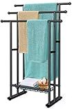 Kayfia 40" H Free Standing Towel Rack, 3 Tier Alloy Steel Stand with Basket, Blanket Drying and Display Rack for Oversized Bath Towels Bathroom Accessories, Next to Tub or Shower