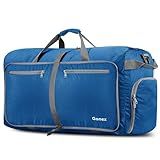 Gonex 100L Large Foldable Travel Duffle Bag with Shoes Compartment, Packable Lightweight Water Repellent Duffel Bag for Camping Gym Weekender Bag Deep blue