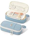 SUNEE Cute Pencil Case, Aesthetic Pen Pouch, Colored Large Pencil Bag with Zipper, Kawaii Stationery Storage and Organizer, School Supplies for Teen and Adult Girls, Blue