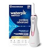 Waterpik Cordless Advanced 2.0 Water Flosser For Teeth, Gums, Braces, Dental Care With Travel Bag and 4 Tips, ADA Accepted, Rechargeable, Portable, and Waterproof, Rose Gold WP-589, Packaging May Vary