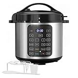 Simple Deluxe 16-in-1 Electric Pressure Cooker, 8QT Stainless Steel & Non-Stick Multi Cooker for Slow Cook, Meat Stew, Cake, Porridge, Multigrain, Dishwasher Safe, Silver