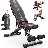 YOLEO Adjustable Weight Bench for Home Gym, ASTM-Certified 827LBS, 98% Pre-Assembled, Foldable Gym Bench with 84 Positions Incline Decline Flat, Wider Seat
