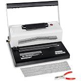 MAKEASY Spiral Coil Binding Machine with 46 Fully Disengaging Pins - 4:1 Pitch - Electric Coil Inserter - Adjustable Side Margin, Comes with Free 1 Box Coil Spines & Plier, 20 Sheet Punch Capacity