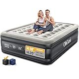 OhGeni Queen Air Mattress with Built in Pump, Inflatable Mattress Blow Up Bed 18 Raised Comfort,Upgraded Surface Portable Mattress, Air Bed for Camping, Home and Guest, Colchone Inflable, 650 lbs Max