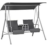 Outsunny 2 Person Porch Swing with Stand Canopy Outdoor Swing Gray