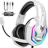 YPBDAN RGB Gaming Headset with Noise Cancelling Mic & 7.1 Surround Sound, Over-Ear Headphones with 50mm Drivers, Memory Foam Ear Pads & Braided Cable for PS5/PS4/Xbox Series X/S/PC/Switch/Mac