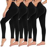 CAMPSNAIL 4 Pack Leggings for Women - High Waisted Tummy Control Yoga Pants for Workout Gym Black Leggings Plus Size Dance 4 Packs, 2#Black Large-X-Large