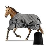 Kistrba 78in Winter Horse Blanket, 200g Midweight Stable Turn Out Blanket, Rugged Warm Waterproof Pongee Fabric, Charcoal