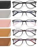 JOLISU 5 Pack Reading Glasses For Women, Blue Light Blocking Computer Reader Spring Hinge Eyeglasses (2.00)
