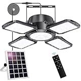 Aqonsie Solar Shed Light Outdoor Indoor, 176LED Solar Powered Motion Sensor Pendant Light Daytime Available, Solar Indoor Lights with 5 Lighting Modes & Remote for Shed Gazebo Barn Garage Home