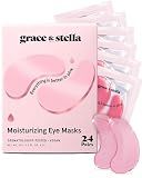 grace & stella Award Winning Under Eye Mask - Gifts for Women - Reduce Dark Circles, Puffy Eyes, Wrinkles, Under Eye Patches - Birthday, Bachelorette Party Favors - Vegan Self Care (24 Pairs, Pink)