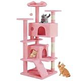 Sweetcrispy 54 Inch Cats Tree Tower with Scratching Post, Pink
