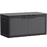 Devoko 100 Gallon Waterproof Resin Deck Box, Large Outdoor Storage Box