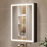 Spliceable Modular LED Lighted Bathroom Medicine Cabinet Mirror with Anti-Fog Aluminum Frame, Adjustable Lighting, Built-in Sockets & USB Ports – Wall Mounted (Left Hinge, 28" L x 20" W)