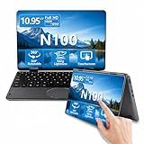 BINHENGLON 11 Inch 2 in 1 Laptop, 360° Touchscreen Convertible Laptop Computer, Celeron N100 (Up to 3.4GHz), 16GB DDR4 RAM, 1920x1200 IPS Display, Backlit Keyboard (Gray, 16GB+512GB SSD)