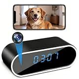 braosusner Hidden Camera Clock WiFi Spy Camera – 1080P Wireless Nanny Cam with Motion Detection, Night Vision, Remote Live Streaming via App, Indoor Security Camera for Home Office
