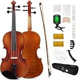 PHOENIX Violin 4/4 Full Size Kit, Violin Fiddle Set for Beginner Adults Student with Rosewood Bow, Extra Strings & Bridge, 2 Rosins, Tuner, Case, Mute, Fingerboard Stickers, Shoulder Rest