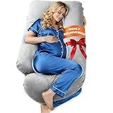 Pregnancy Pillows for Sleeping, U Shaped Full Body Maternity Pillow with Removable Velvet Cover - Support for Back, Legs, Belly, HIPS for Pregnant Women, 57 Inch Pregnancy Pillow for Women, Grey