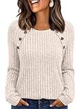 LILLUSORY Womens Tops Long Sleeve Shirts Fall Lightweight Sweaters Apricot S