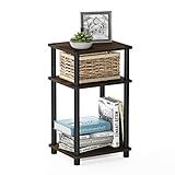 Furinno JUST Side Table, 3-Tier End Table, Open Shelves Night Stand, Bedside Table, Toolless Assembly, for Living Room, Bedroom, Bathroom, Columbia Walnut