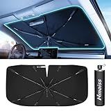 [Upgraded] Nmoiss Windshield Sun Shade Umbrella - [Vinyl Coating Heat Shield] Protect Car from Sun Rays & Heat Damage Keep Cool and Protect Interior, Spring Structure Edge Medium 56" L x 31" W