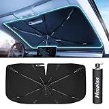 [Upgraded] Nmoiss Windshield Sun Shade Umbrella - [Vinyl Coating Heat Shield] Protect Car from Sun Rays & Heat Damage Keep Cool and Protect Interior, Spring Structure Edge Medium 56" L x 31" W